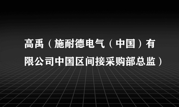 高禹（施耐德电气（中国）有限公司中国区间接采购部总监）