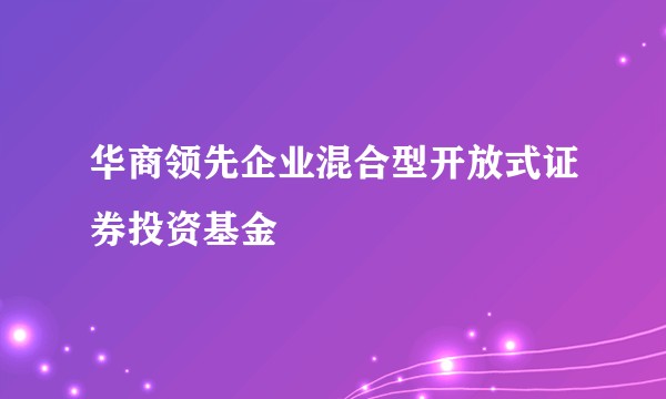 华商领先企业混合型开放式证券投资基金