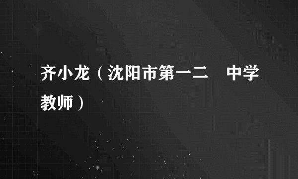 齐小龙（沈阳市第一二〇中学教师）