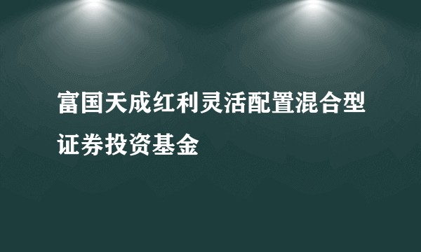 富国天成红利灵活配置混合型证券投资基金