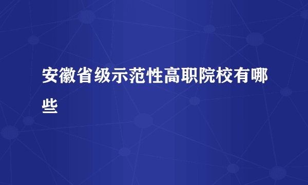 安徽省级示范性高职院校有哪些
