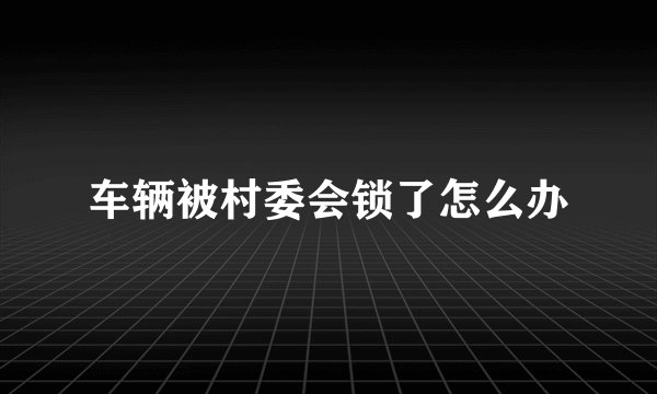 车辆被村委会锁了怎么办