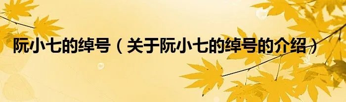 阮小七的绰号（关于阮小七的绰号的介绍）