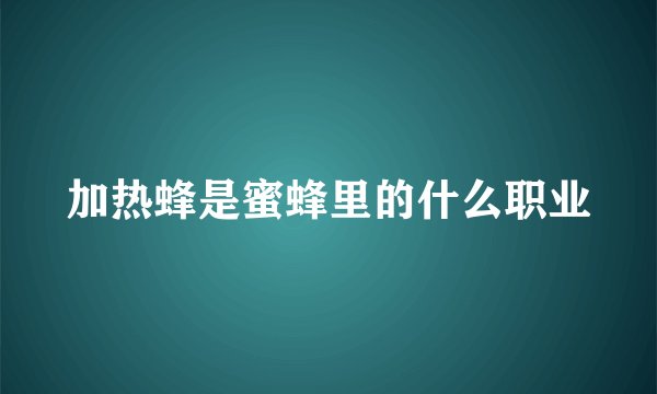 加热蜂是蜜蜂里的什么职业