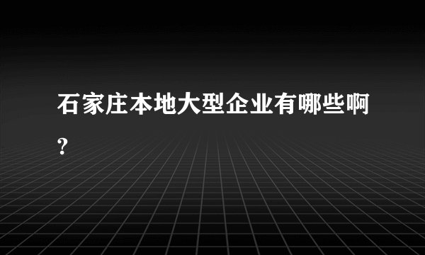 石家庄本地大型企业有哪些啊?