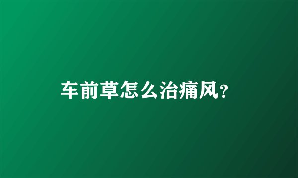 车前草怎么治痛风？