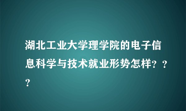湖北工业大学理学院的电子信息科学与技术就业形势怎样？？？