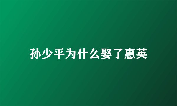 孙少平为什么娶了惠英