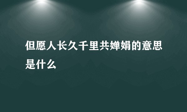 但愿人长久千里共婵娟的意思是什么