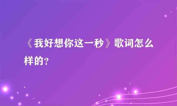 《我好想你这一秒》歌词怎么样的？