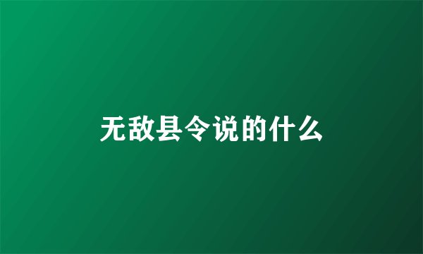 无敌县令说的什么