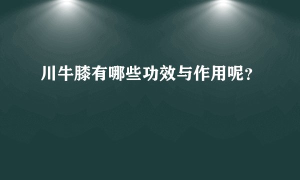 川牛膝有哪些功效与作用呢？