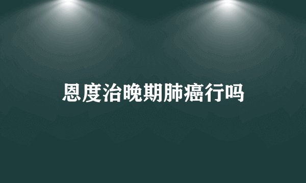 恩度治晚期肺癌行吗