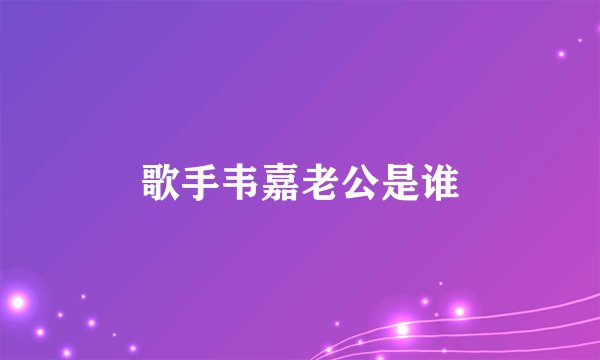 歌手韦嘉老公是谁