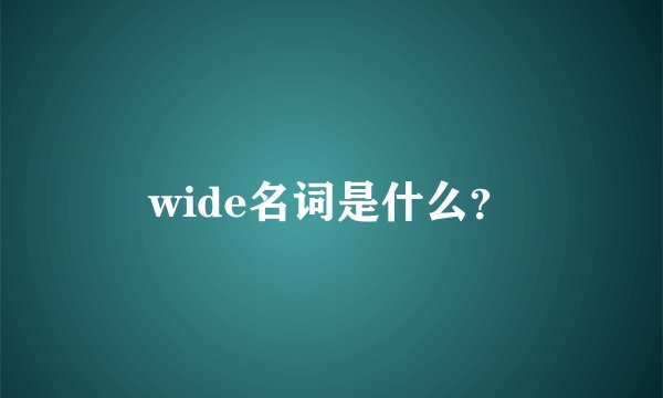 wide名词是什么?