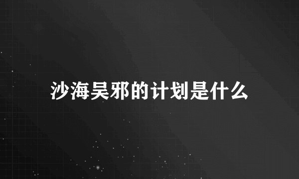 沙海吴邪的计划是什么