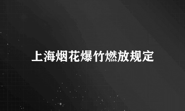 上海烟花爆竹燃放规定