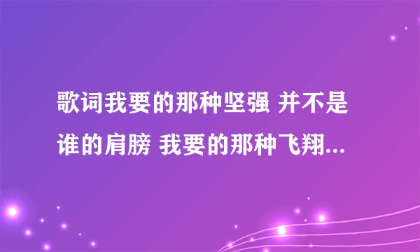 歌词我要的那种坚强 并不是谁的肩膀 我要的那种飞翔 自由是翅膀的远方 歌名叫什么?