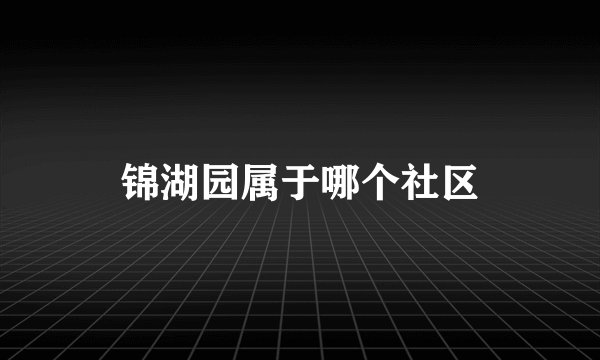 锦湖园属于哪个社区