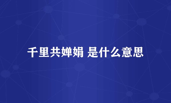 千里共婵娟 是什么意思