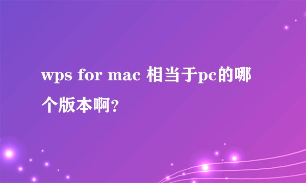wps for mac 相当于pc的哪个版本啊？