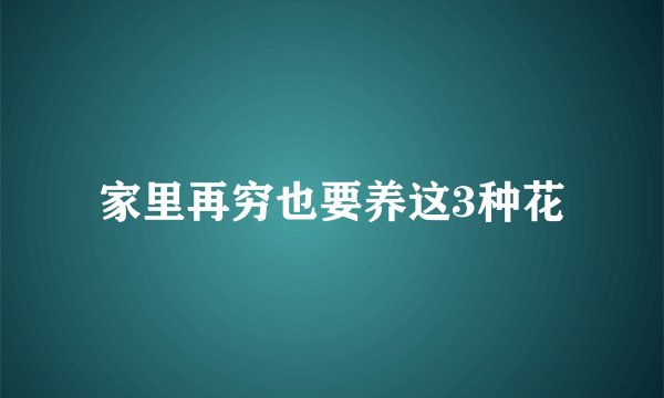 家里再穷也要养这3种花