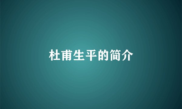 杜甫生平的简介