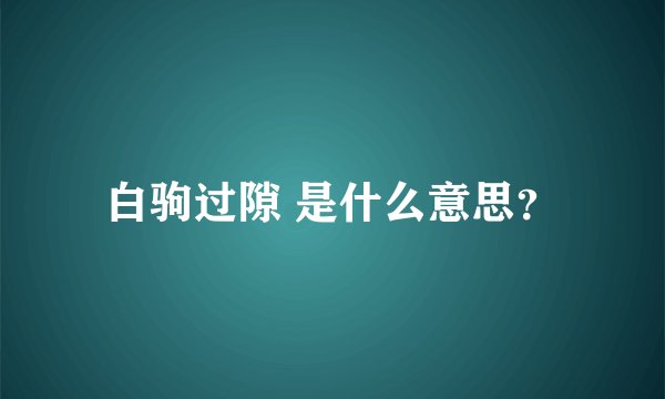 白驹过隙 是什么意思？