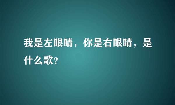 我是左眼睛，你是右眼睛，是什么歌？