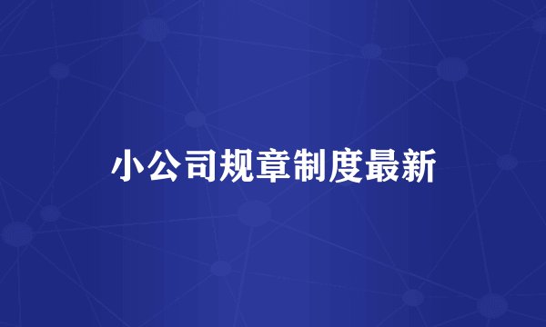 小公司规章制度最新