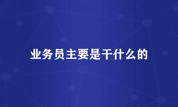 业务员主要是干什么的
