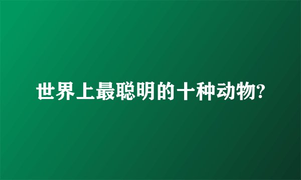 世界上最聪明的十种动物?