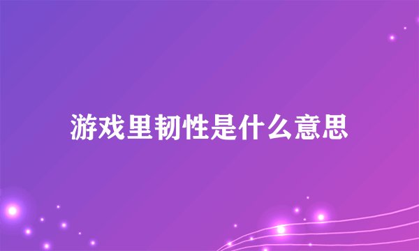 游戏里韧性是什么意思