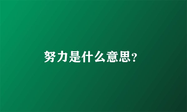 努力是什么意思？