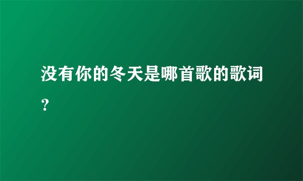 没有你的冬天是哪首歌的歌词？