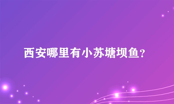 西安哪里有小苏塘坝鱼？