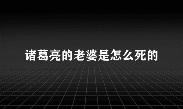 诸葛亮的老婆是怎么死的