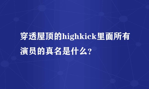 穿透屋顶的highkick里面所有演员的真名是什么?