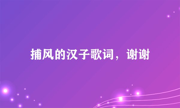 捕风的汉子歌词，谢谢