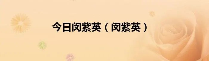 今日闵紫英（闵紫英）