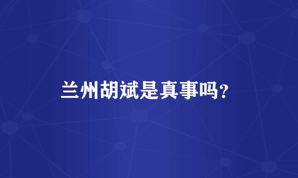 兰州胡斌是真事吗？