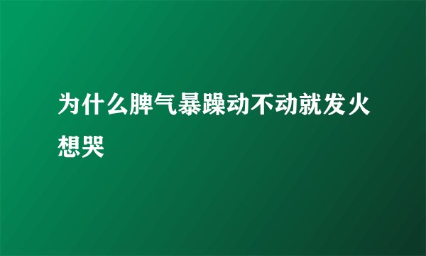 为什么脾气暴躁动不动就发火想哭