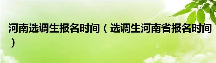 河南选调生报名时间（选调生河南省报名时间）