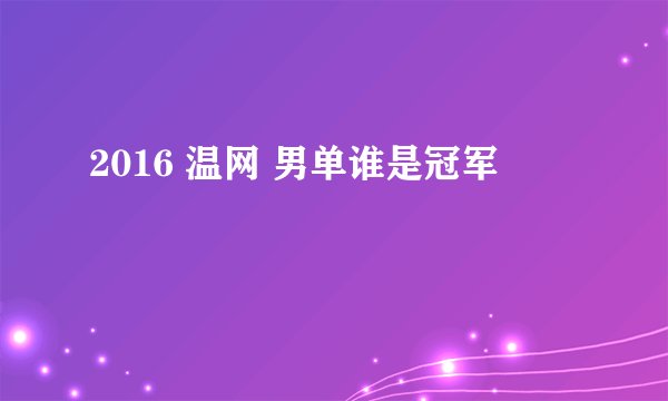 2016 温网 男单谁是冠军
