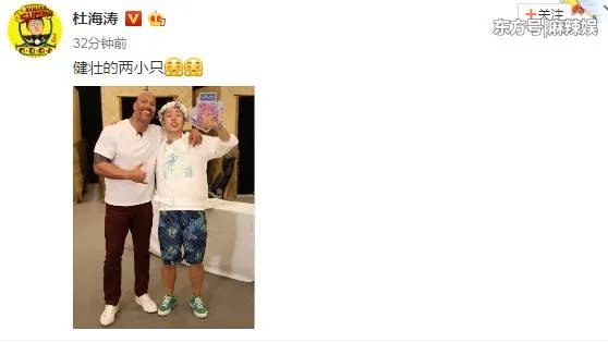 网友们如何调侃杜海涛和巨石强森的合影？