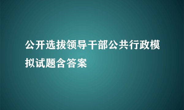 公开选拔领导干部公共行政模拟试题含答案