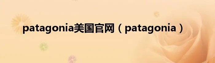 patagonia美国官网（patagonia）