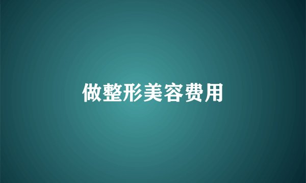 做整形美容费用