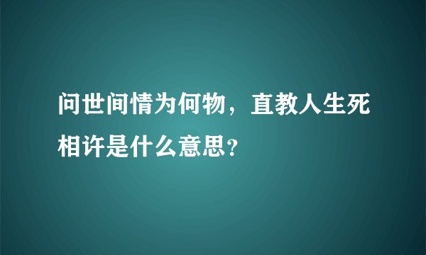 问世间情为何物，直教人生死相许是什么意思？