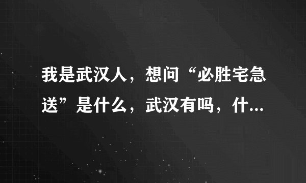 我是武汉人,想问“必胜宅急送”是什么,武汉有吗,什么时候有?
